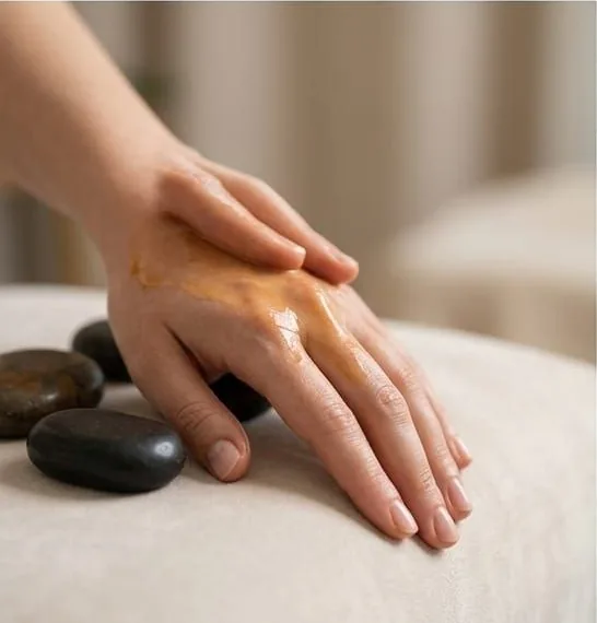 Hand massage with hot stones at The Port Baku Spa