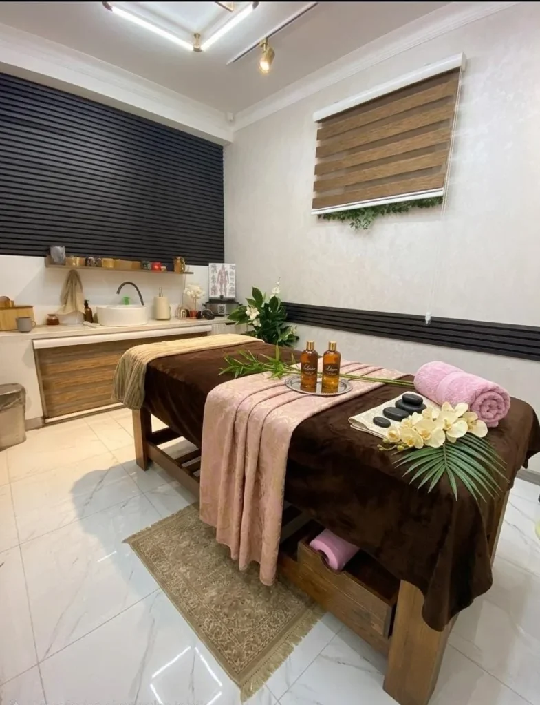 Treatment room with a marble floor at The Port Baku Spa